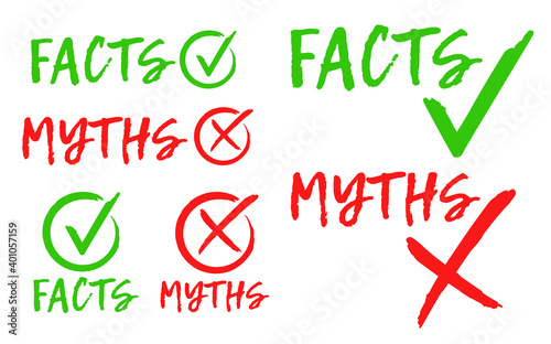 Myths vs facts concept on white background