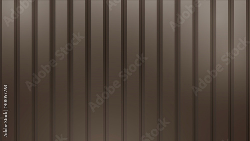 Striped brown realistic background made of metal or glossy wood. Vector.