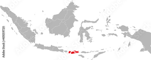Nusa tenggara barat province isolated on indonesia map. Gray background. Business concepts and backgrounds.