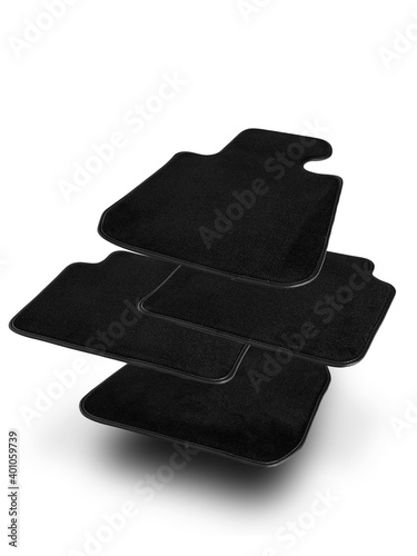 Set of summer car mats isolated on white background.