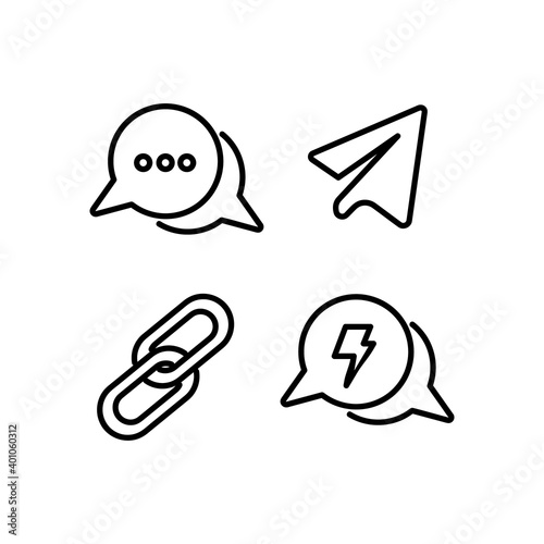 Linear direct message social media icons design isolated on white background