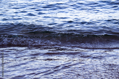 Sea beach water with waves. View of sea water with waves of the sea in local beach in Egypt