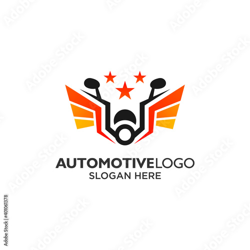 Wings and motocycle for motocycle club  logo design template