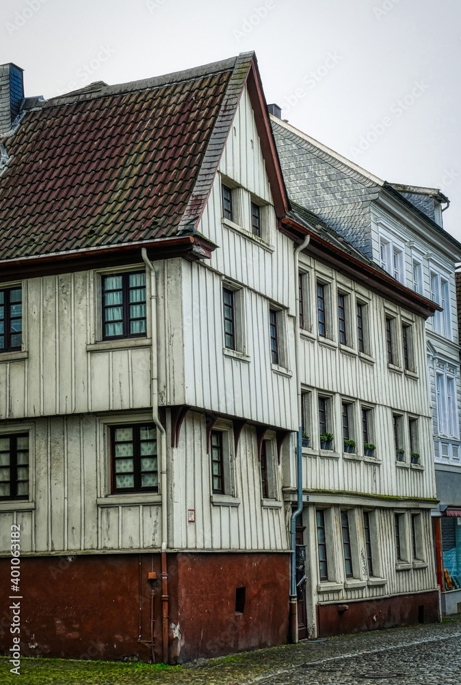 Historische Holzhäuser in der Altstadt von Velbert Langenberg