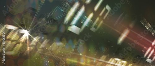 Quantum processing. Deep learning artificial intelligence. Future new technology  for business or science presentation
