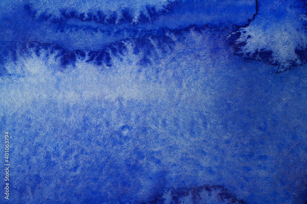 Watercolor texture blue paint paper surface