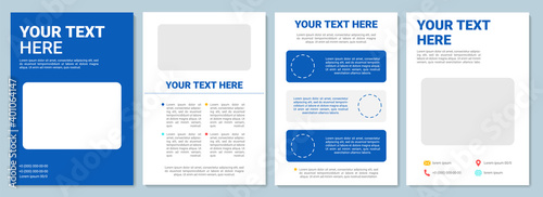 Blue and white brochure template design. Minimal business flyer, booklet, leaflet print, cover design with text space. Vector layouts for magazines, annual reports, advertising posters photo