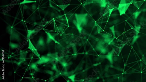 Abstract motion blur. Plexus background. Animation of a growing network of connected lines and dots. Abstract communications, technology, computer networks, the internet, social media, etc.