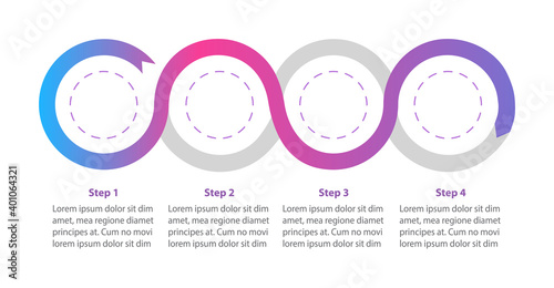 Empty bright flowchart vector infographic template. Presentation design elements with text space. Data visualization with 4 steps. Process timeline chart. Workflow layout with copyspace