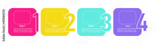 Bright creative vector infographic template for business. Blank presentation design elements with text space. Data visualization with 4 steps. Process timeline chart. Workflow layout with copyspace