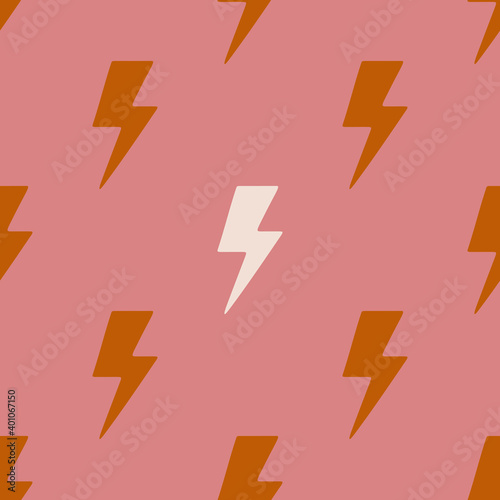Hand drawn seamless vector pattern with power symbol. Vintage background for Valentine’s Day, romantic holidays, women’s day, wedding design. Lightning and thunder vector backdrop