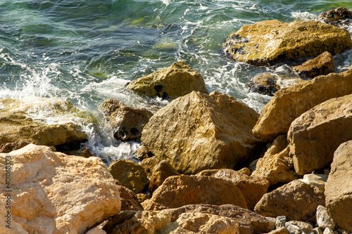 Waves crashing on rocks © digitalwhiz