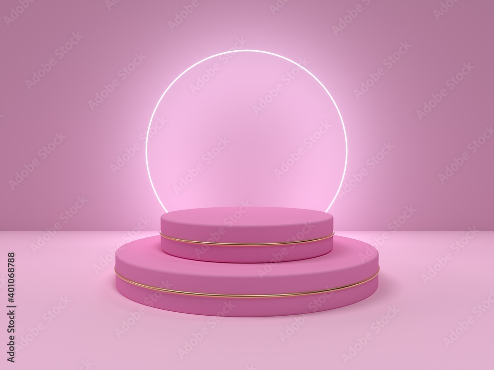 Pink podium abstract minimal scene. Mock up for product presentation. 3d render illustration.