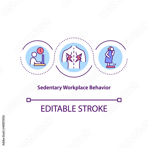 Sedentary workplace behavior concept icon