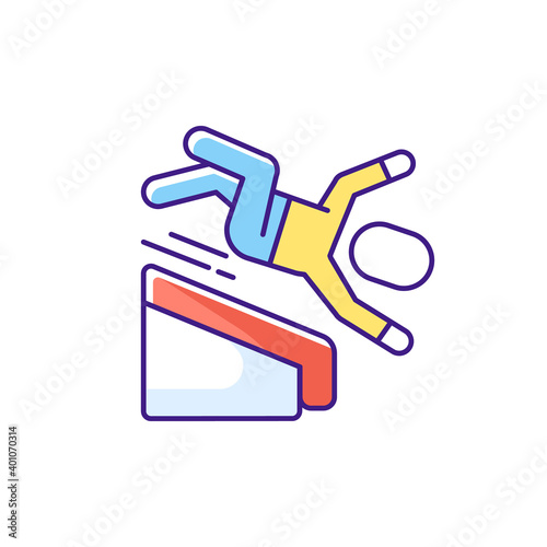 Falling from height RGB color icon