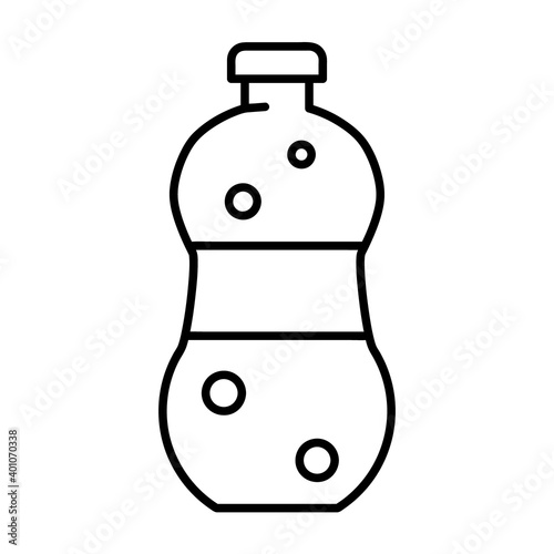 Classic Bottle of Soda Water. Flat Icon in Outline Design. Black Stroke. Pictogram for Website Vector eps10.