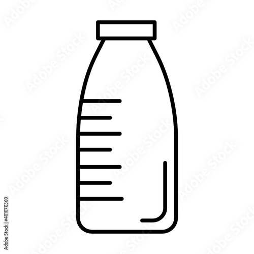 Classic Bottle of Milk. Flat Icon in Outline Design. Black Stroke. Pictogram for Website Vector eps10.