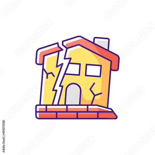 Dilapidated house RGB color icon