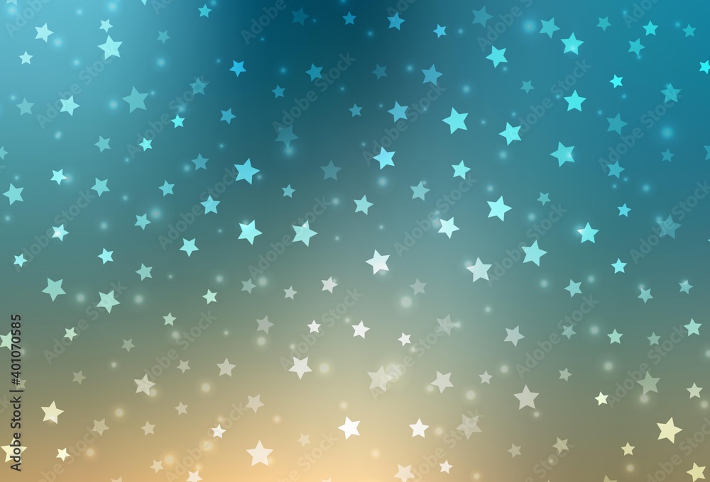Obraz premium Light Blue, Yellow vector background with beautiful snowflakes, stars.
