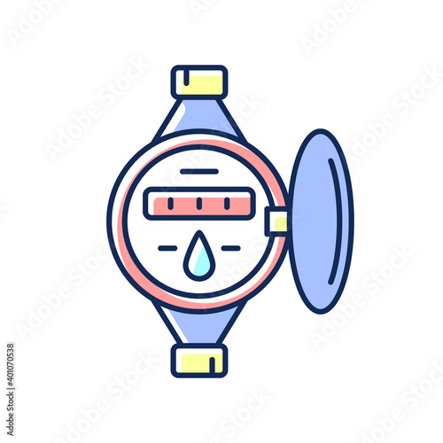 Water meter RGB color icon