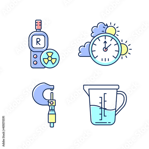 Measurement tools RGB color icons set
