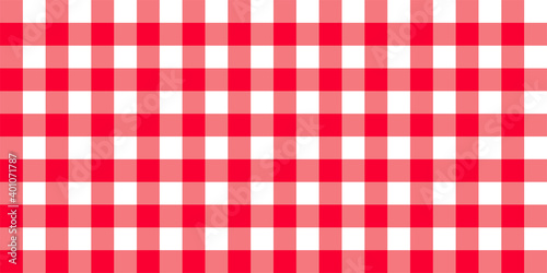 Checkered vector background. Square plaid seamless pattern. Geometric red white stripe texture. Vector illustration.