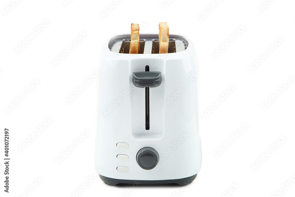 Toaster with toast bread isolated on white background Toaster with toast bread isolated on white background