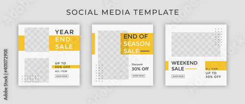 Year end sale banner. Instagram post template. Social media template for promotion. Web banner square for ad.