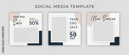 Year end sale banner. Instagram post template. Social media template for promotion. Web banner square for ad.