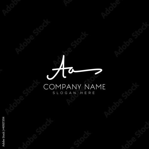A A or aa initial handwriting logo template. signature logo concept. Hand-drawn Calligraphy lettering illustration.