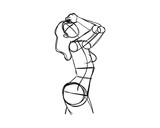 Vector illustration of Female Character Pose. Rough sketch of abstract posing figure. Black lines on a white background. A rough sketch of a female body. Rough Sketch Practice. vector eps10.
