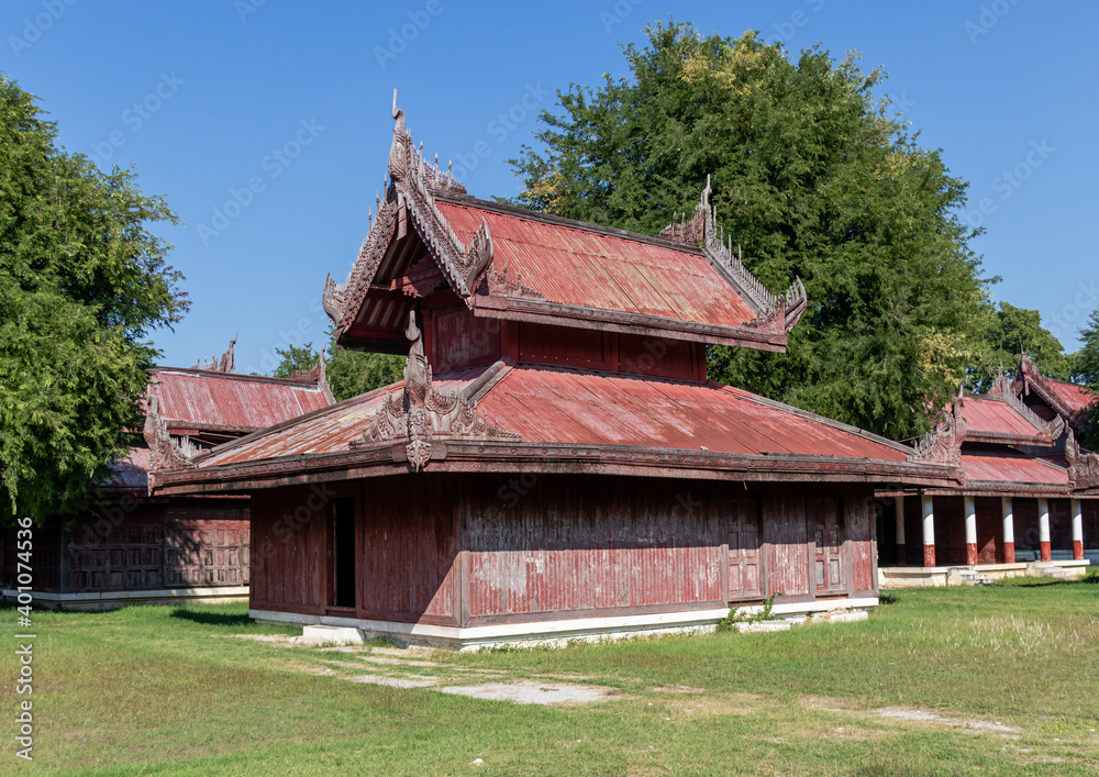 Pavillon du palais royal à Mandalay, Myanmar