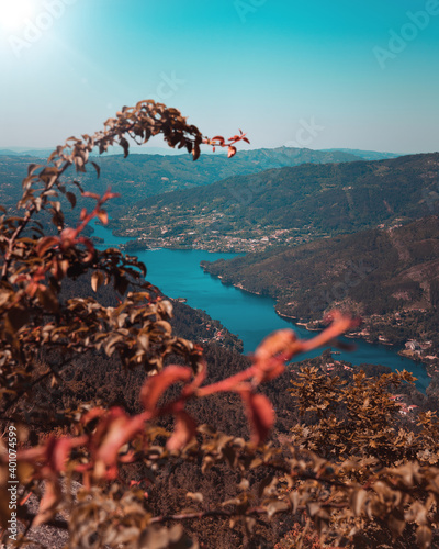 View of mountains in Peneda-Gerês National Park  (Caniçada), from the viewpoint of Pedra Bela Portugal