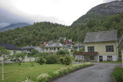 The village of Eidfjord in Norway is a major cruise ship port of call. It is situated at the end of the Eid Fjord  an inner branch of the large Hardangerfjorden