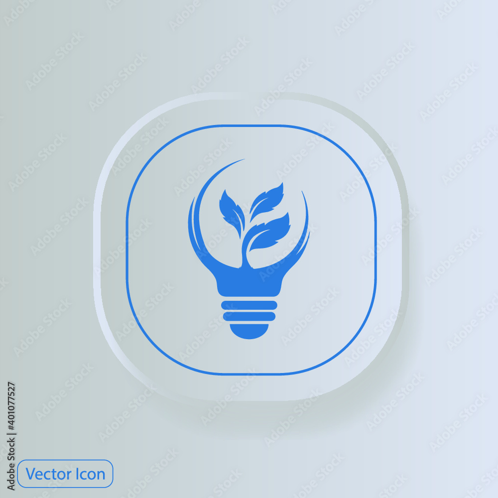 Eco bulb Icon on Square grey Internet Button Original Illustration Eco bulb Icon on Square grey Internet Button Original Illustration