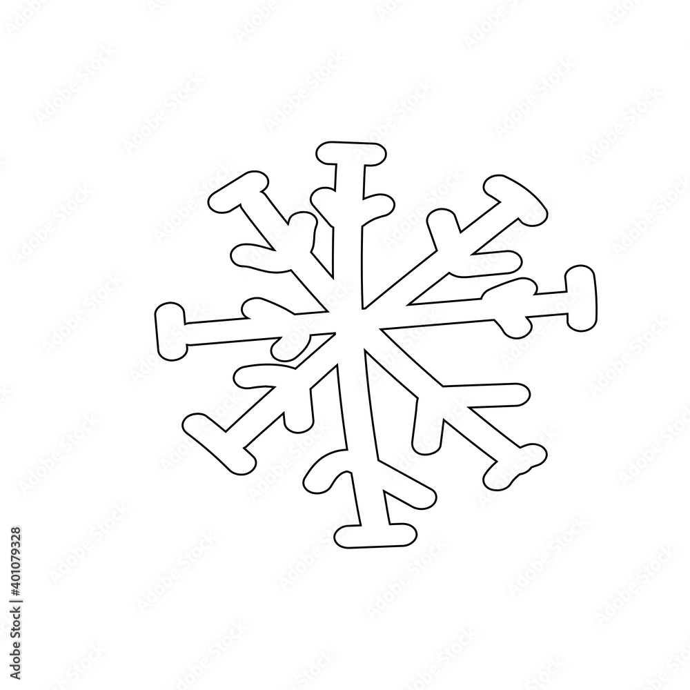 Linear drawing of snowflakes on a white background. Vector illustration in doodle sketch style, black outline. Great for New Year and Christmas greeting cards. Linear drawing of snowflakes on a white background. Vector illustration in doodle sketch style, black outline. Great for New Year and Christmas greeting cards.