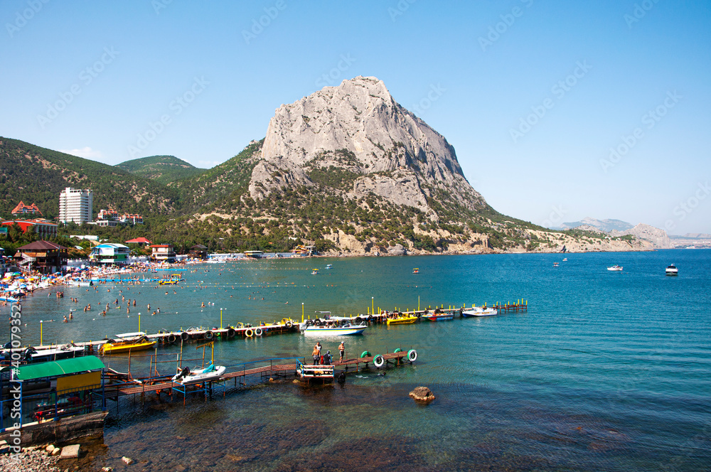 View of Mount Sokol and the village of Novy Svet in Crimea