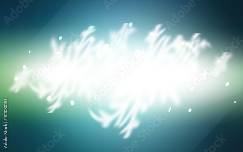 Light Blue, Green vector template with ice snowflakes. Snow on blurred abstract background with gradient. The pattern can be used for new year leaflets.