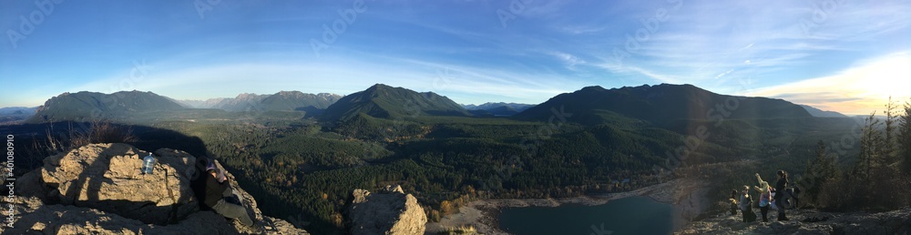View of Snoqualmie valley and Rattlesnake lake from mountain top