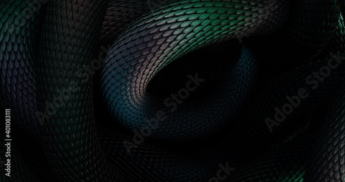 Snakes Abstraction Background. 3D illustration