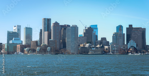 The downtown Boston skyline from across the harbor