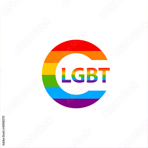 Emblem in rainbow color LGBT symbol of love. Vector illustration.