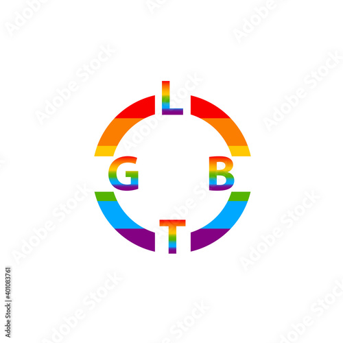 Emblem in rainbow color LGBT symbol of love. Vector illustration.