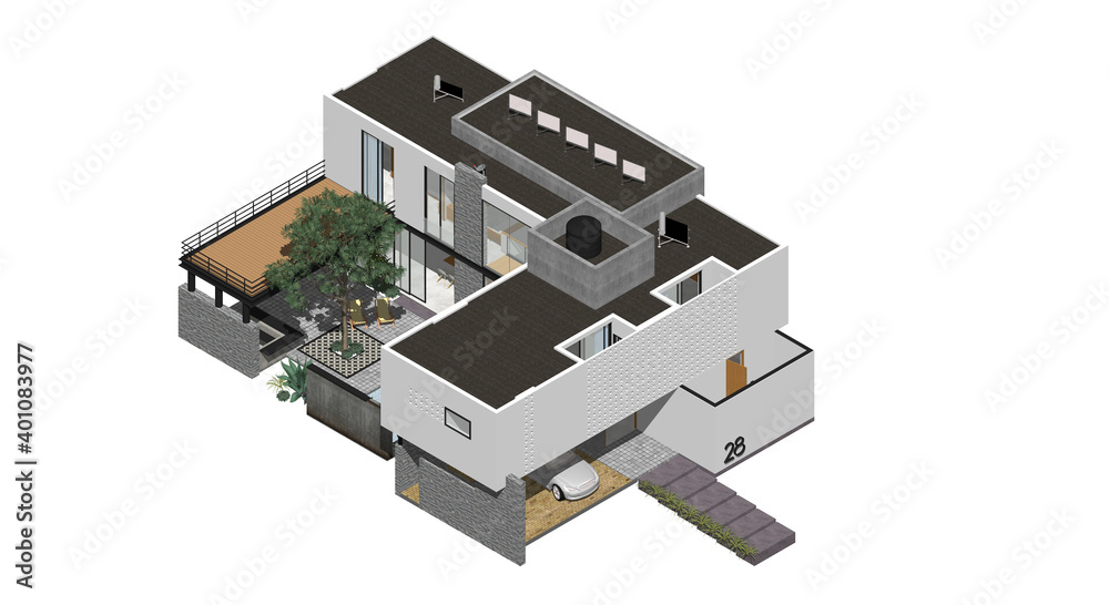 Isometric Architectural Projection - CLB 3 Roof Floor Isometric Architectural Projection - CLB 3 Roof Floor