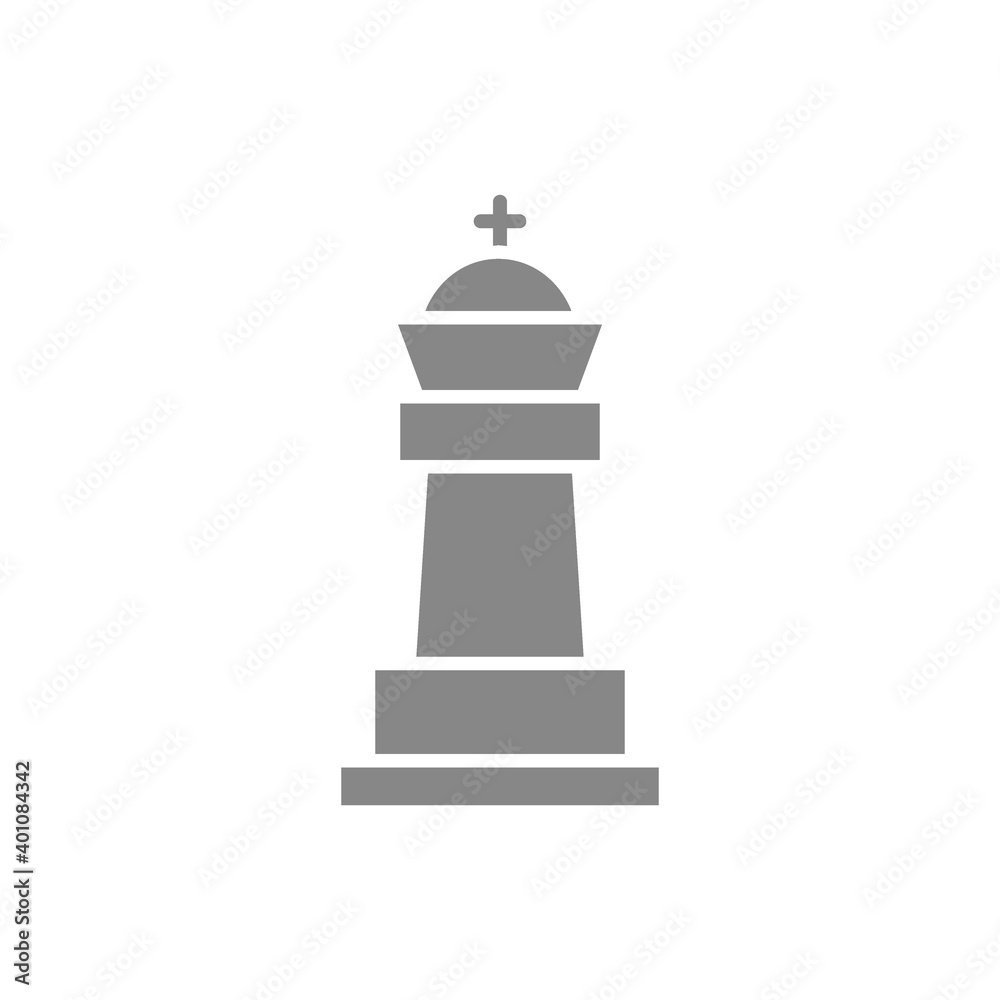 King chess gray icon. Board game, table entertainment symbol King chess gray icon. Board game, table entertainment symbol