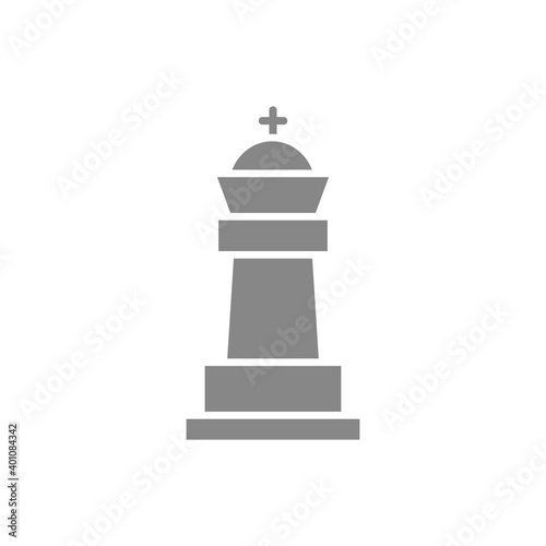 King chess gray icon. Board game, table entertainment symbol