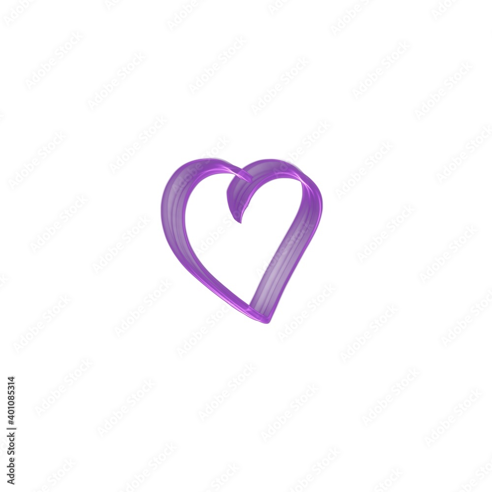 Heart Hand drawn illustration violet line. Calligraphy brush paint image on white background. Perfect banner for print, postcard, poster, pattern, poker, texture, wedding invitation, textile kid page