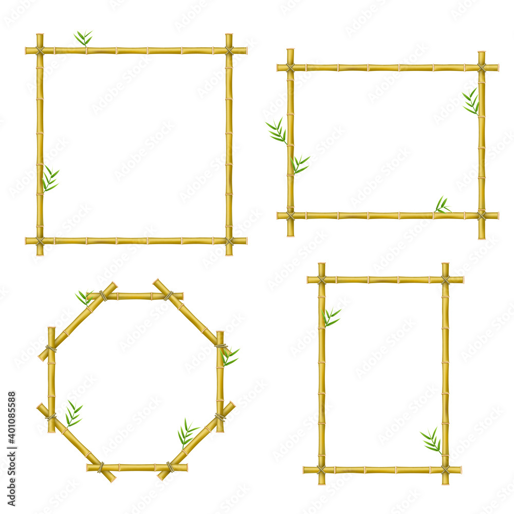 Bamboo design picture border frame, decoration set Bamboo design picture border frame, decoration set