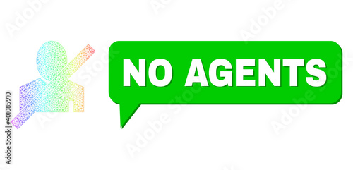 No Agents and blacklisted man composition. Spectral colored net blacklisted man, and speech No Agents bubble frame. Conversation colored No Agents bubble has shadow.