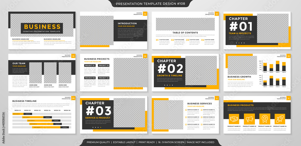 set of business presentation template layout with minimalist and simple style use for annual report